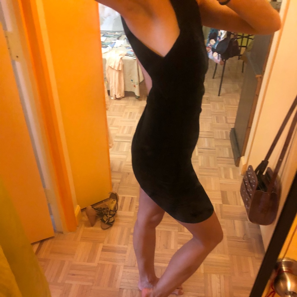Black highneck velvet dress